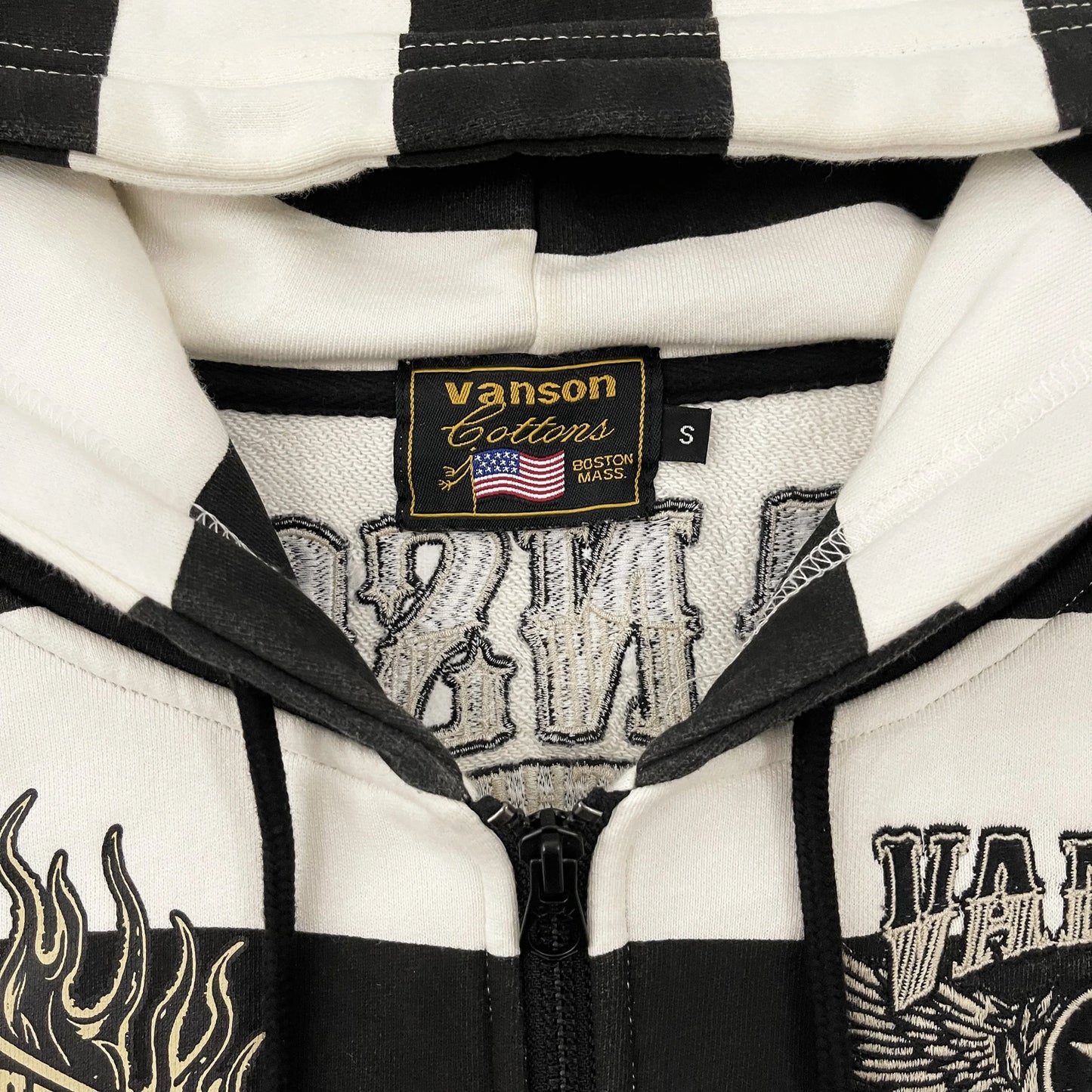 Vanson Leathers American Legend Striped Hoodie - S
