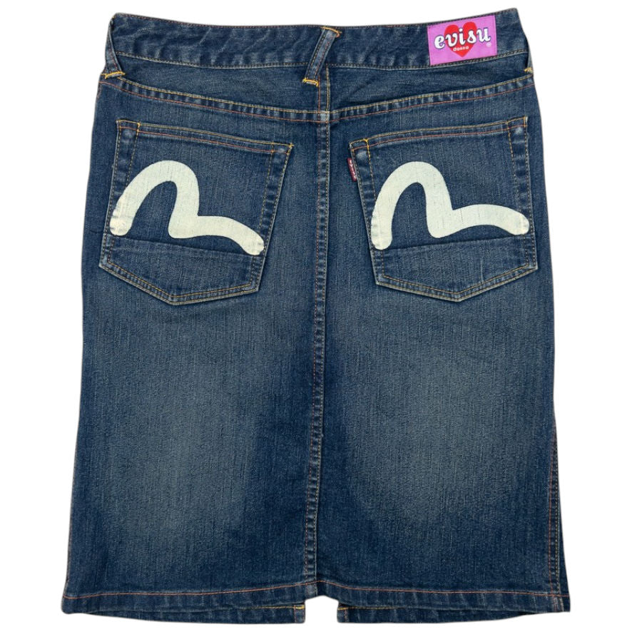 Vintage Evisu Donna Double Gull Japanese Denim Skirt Womens Size W30