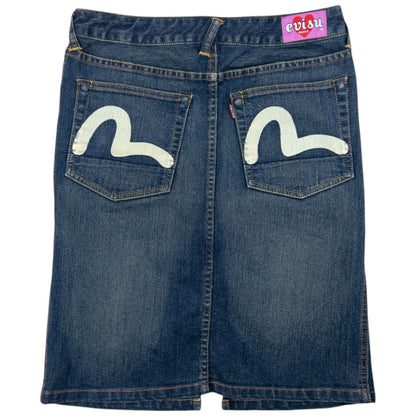 Vintage Evisu Donna Double Gull Japanese Denim Skirt Womens Size W30