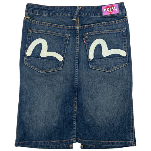 Vintage Evisu Donna Double Gull Japanese Denim Skirt Womens Size W30
