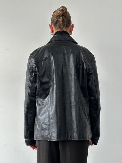 Italian Vintage Dagger Collar Leather Jacket - L