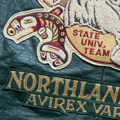 Avirex 'Alaskan Wild Bears' Leather Varsity Jacket - M