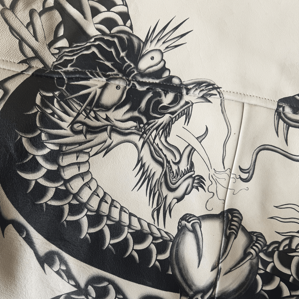 Avirex Tattoo Style 'Dragon vs Snake' Leather Jacket - XL / XXL | XL, Red