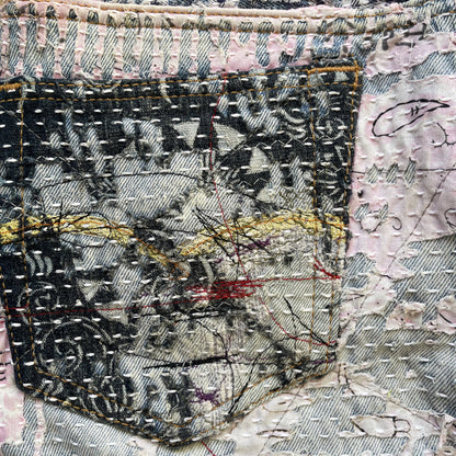 Boro Bandana Sashiko Distressed Jeans - W30"