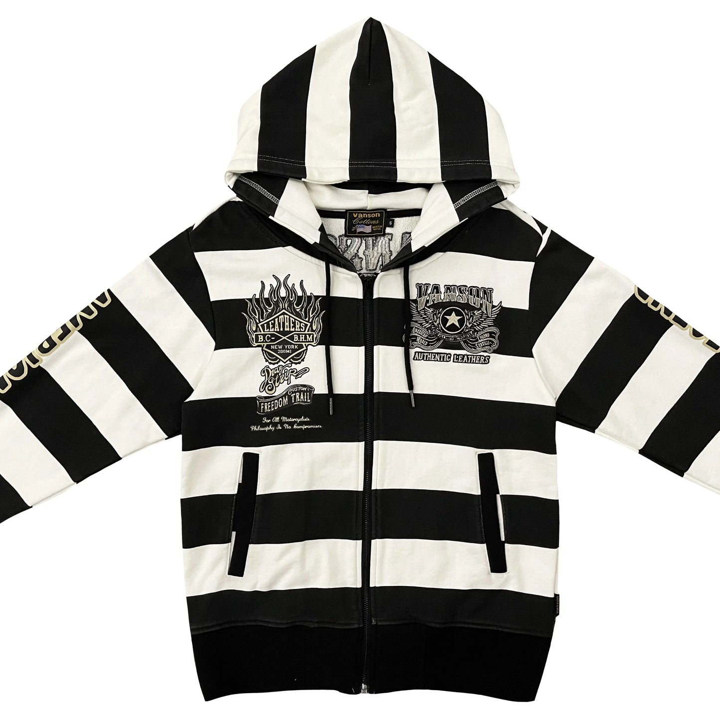 Vanson Leathers American Legend Striped Hoodie - S