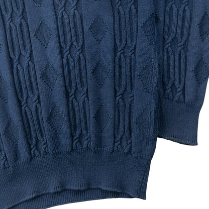 Vintage 90s Burberry Embroidered Knit Jumper Size M | Medium, Navy