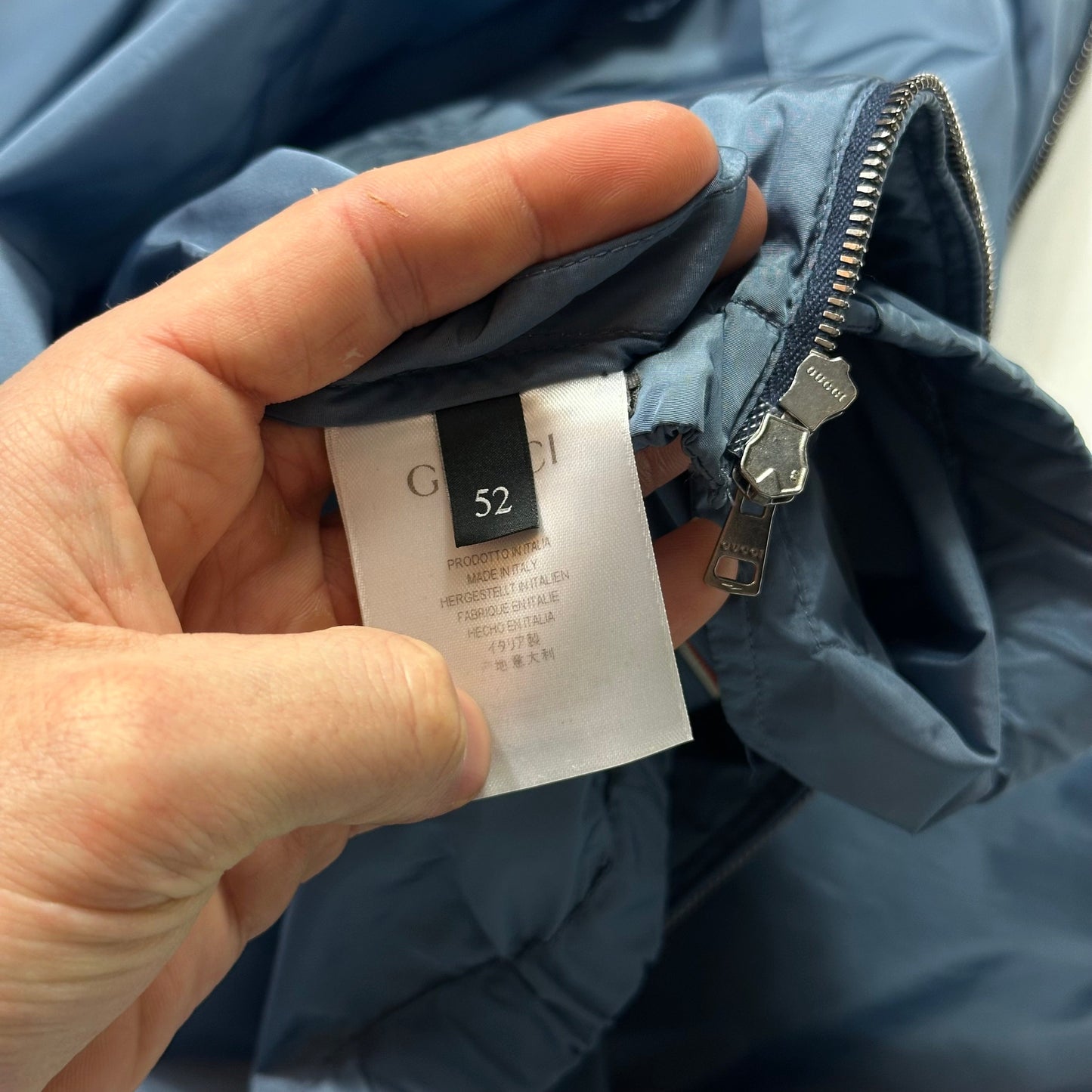 Gucci 2012 Baby Blue Stripe Seam Nylon Shimmer Jacket - IT52 (L)