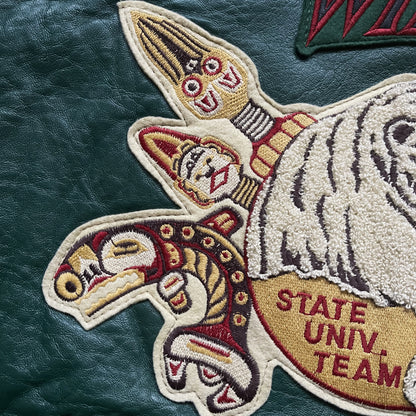 Avirex 'Alaskan Wild Bears' Leather Varsity Jacket - M