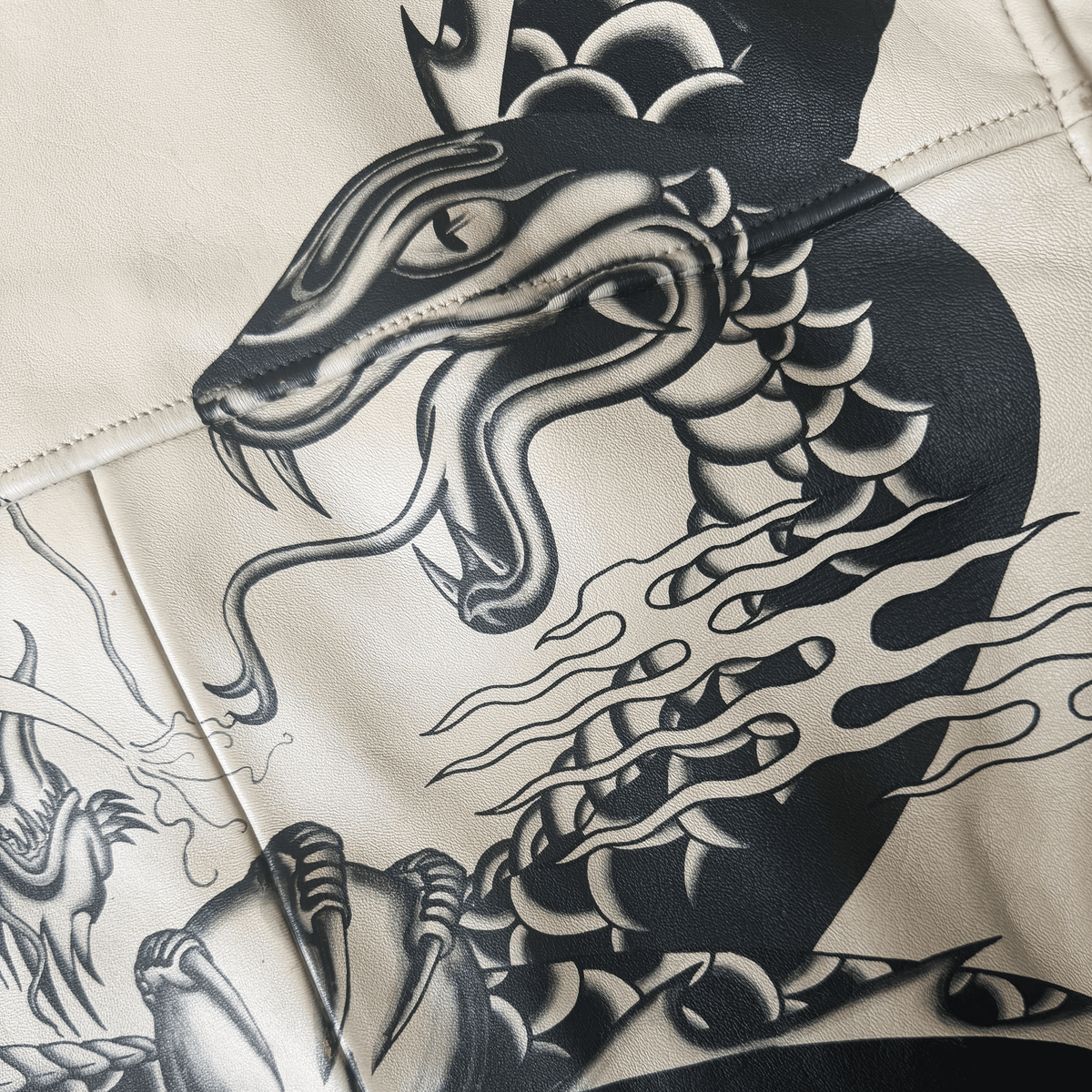 Avirex Tattoo Style 'Dragon vs Snake' Leather Jacket - XL / XXL | XL, Red