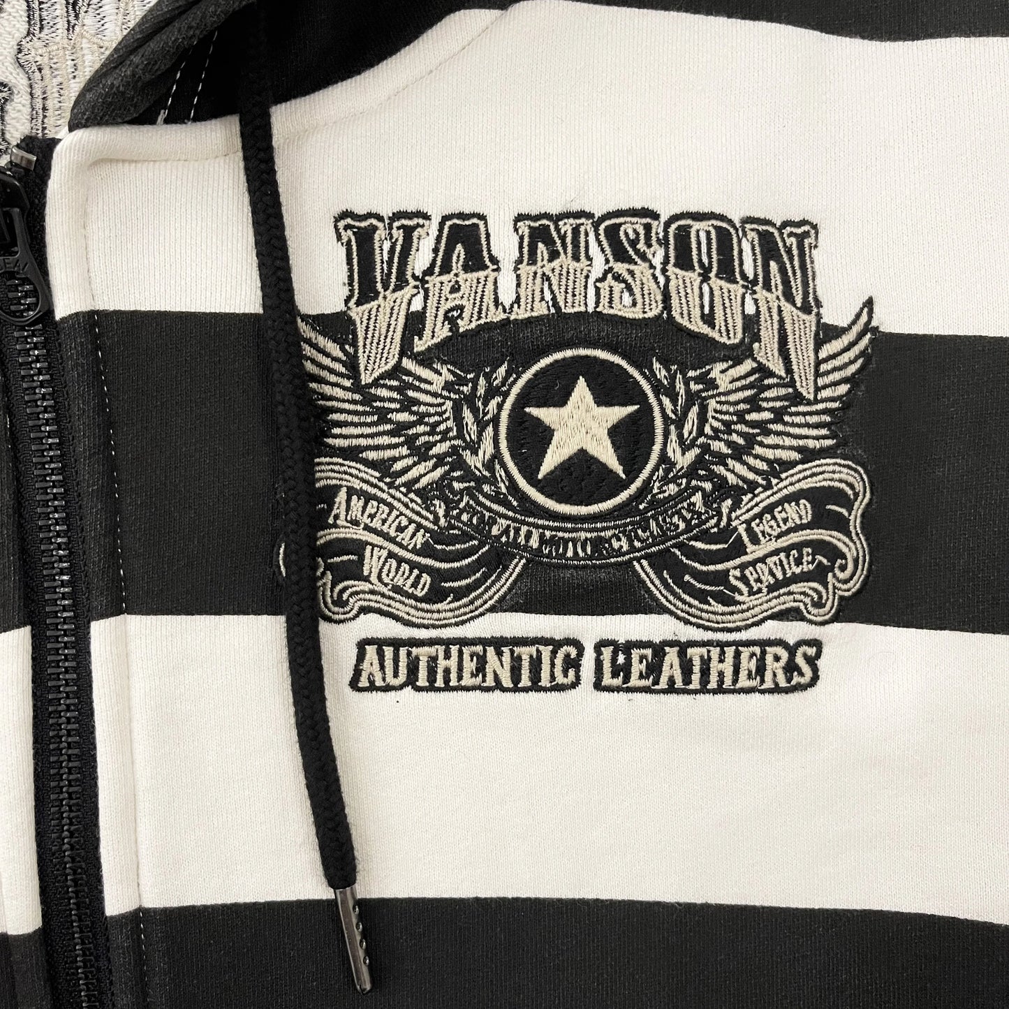 Vanson Leathers American Legend Striped Hoodie - S