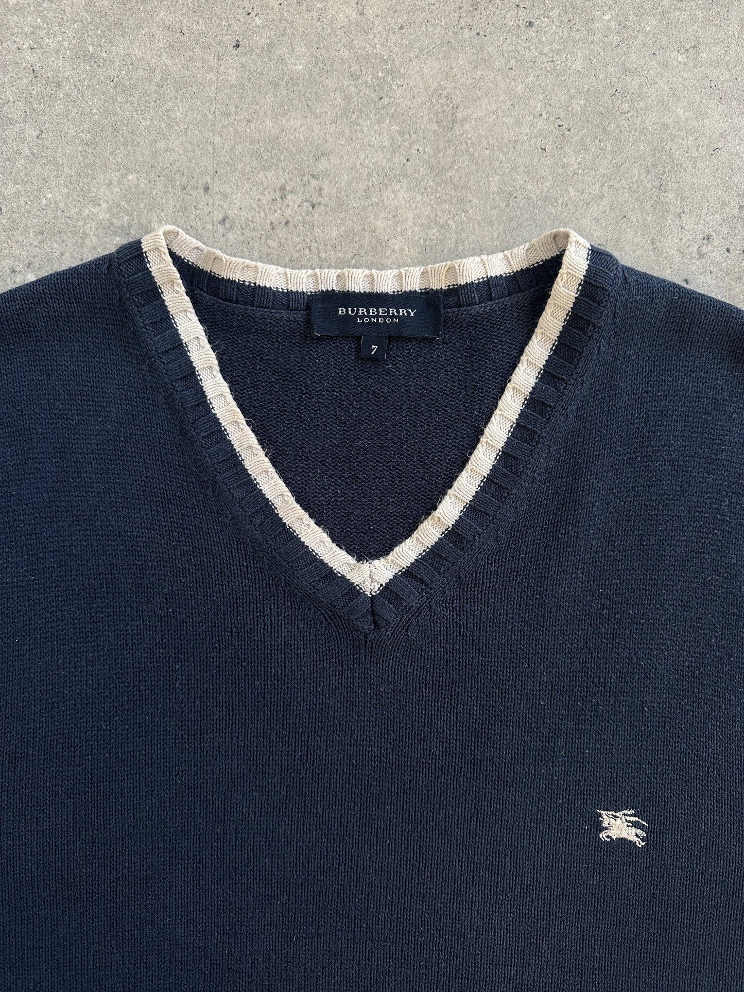 Burberry London 1990s Cotton Sleeveless Logo Knitted Jumper - XL