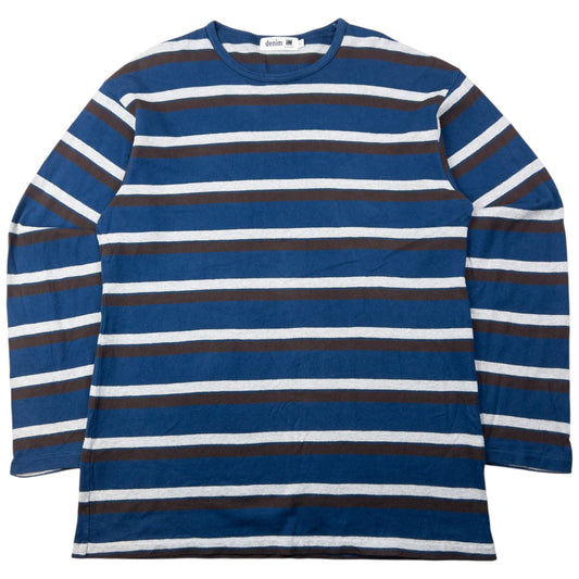 Vintage 90s Issey Miyake Striped Long Sleeve T Shirt Size M | Medium, Blue