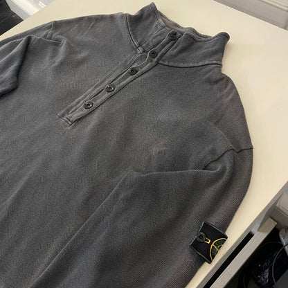 Stone Island Grey AW99 Button Collar Jumper | XX-Large, Grey
