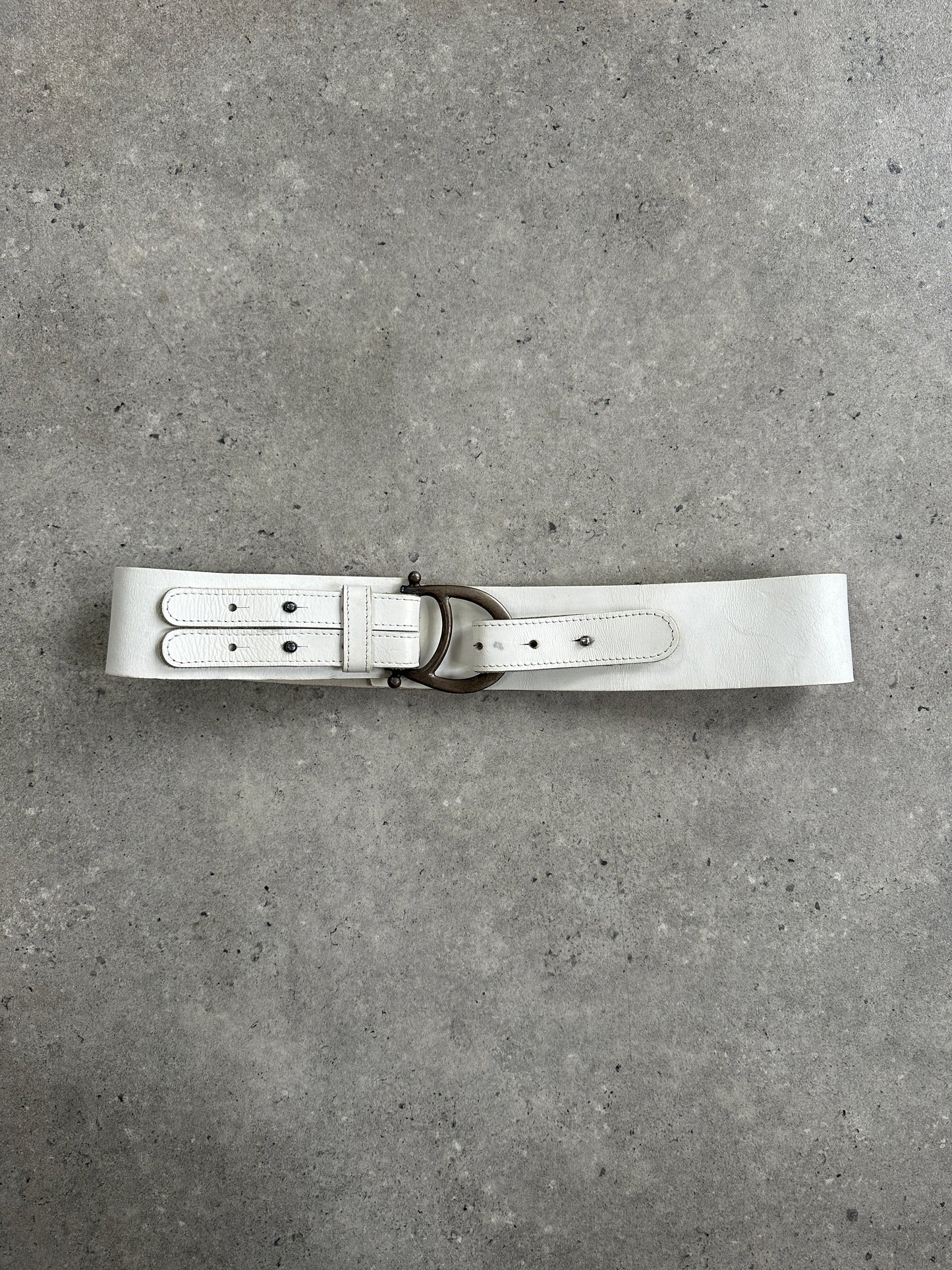 Italian Vintage 1990s Chrome Chunky Leather Belt - W32-34