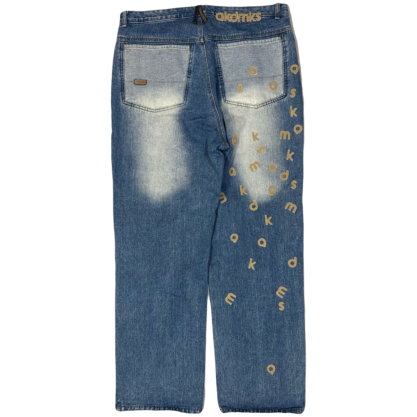 Akademiks Spellout Embroidered Letter Jeans (W38) | W36, Red
