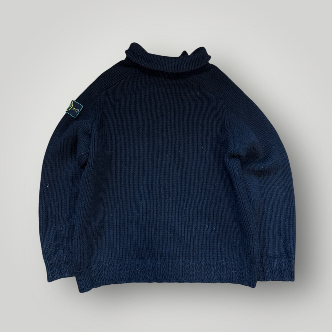 Stone Island AW/98 Heavy Wool Cable Knit Zip Up XL