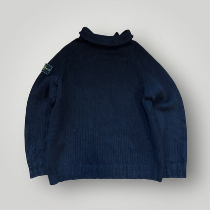 Stone Island AW/98 Heavy Wool Cable Knit Zip Up XL