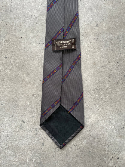 Givenchy 1990s Pure Silk Diagonal Stripe Tie