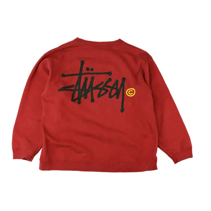 STUSSY RED SCRIPT COLLEGE CREWNECK  (L)