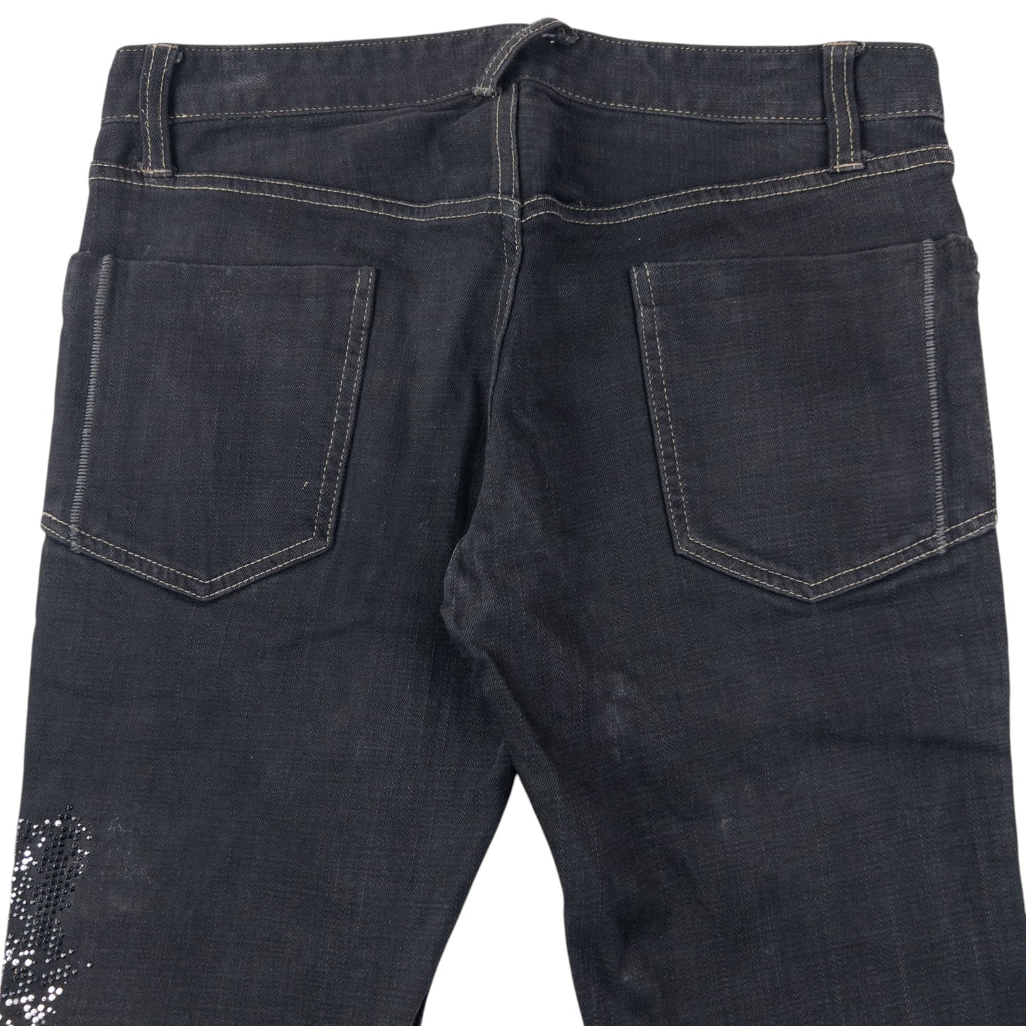 Vintage 2000s PPFM Roll Cuff Diamonte Denim Jeans Size W32 | W32, Black