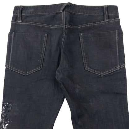 Vintage 2000s PPFM Roll Cuff Diamonte Denim Jeans Size W32 | W32, Black