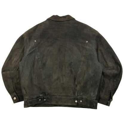 Vintage 2000s Versace Jeans Couture Button Up Suede Jacket Size XL | XL, Green