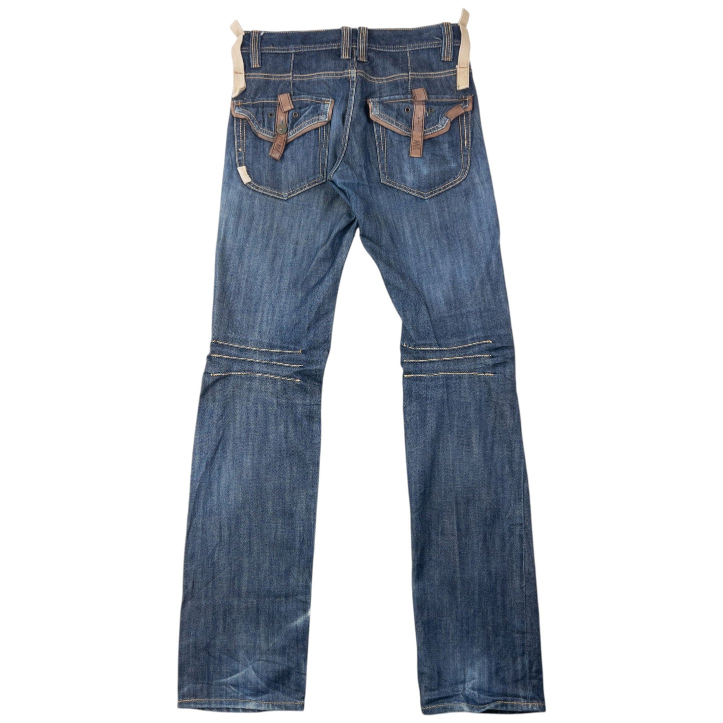 Vintage 2000sn PPFM Leather Detail Denim Jeans Size W29 | W29, Multicoloured