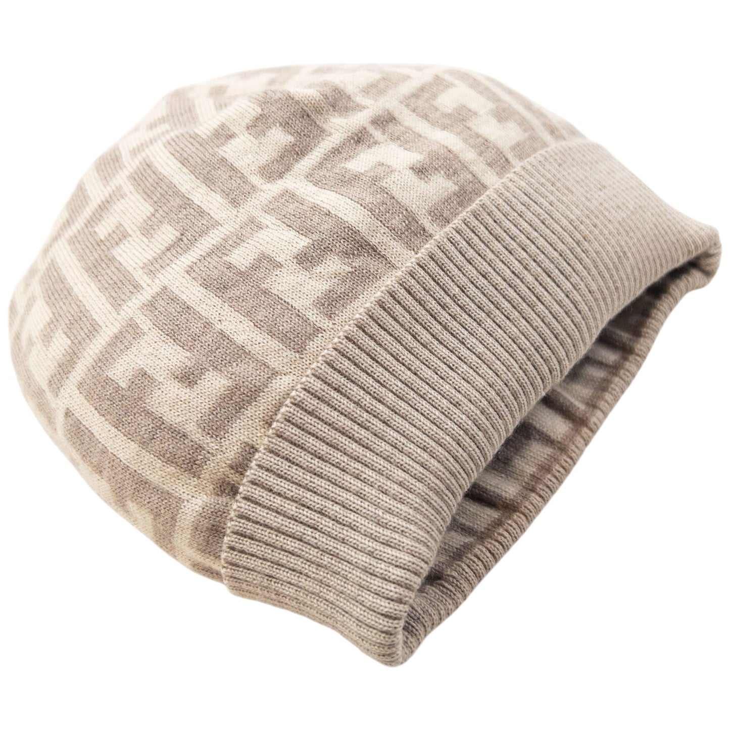 Vintage 2000s Fendi Monogram Beanie Hat | O/S, Beige