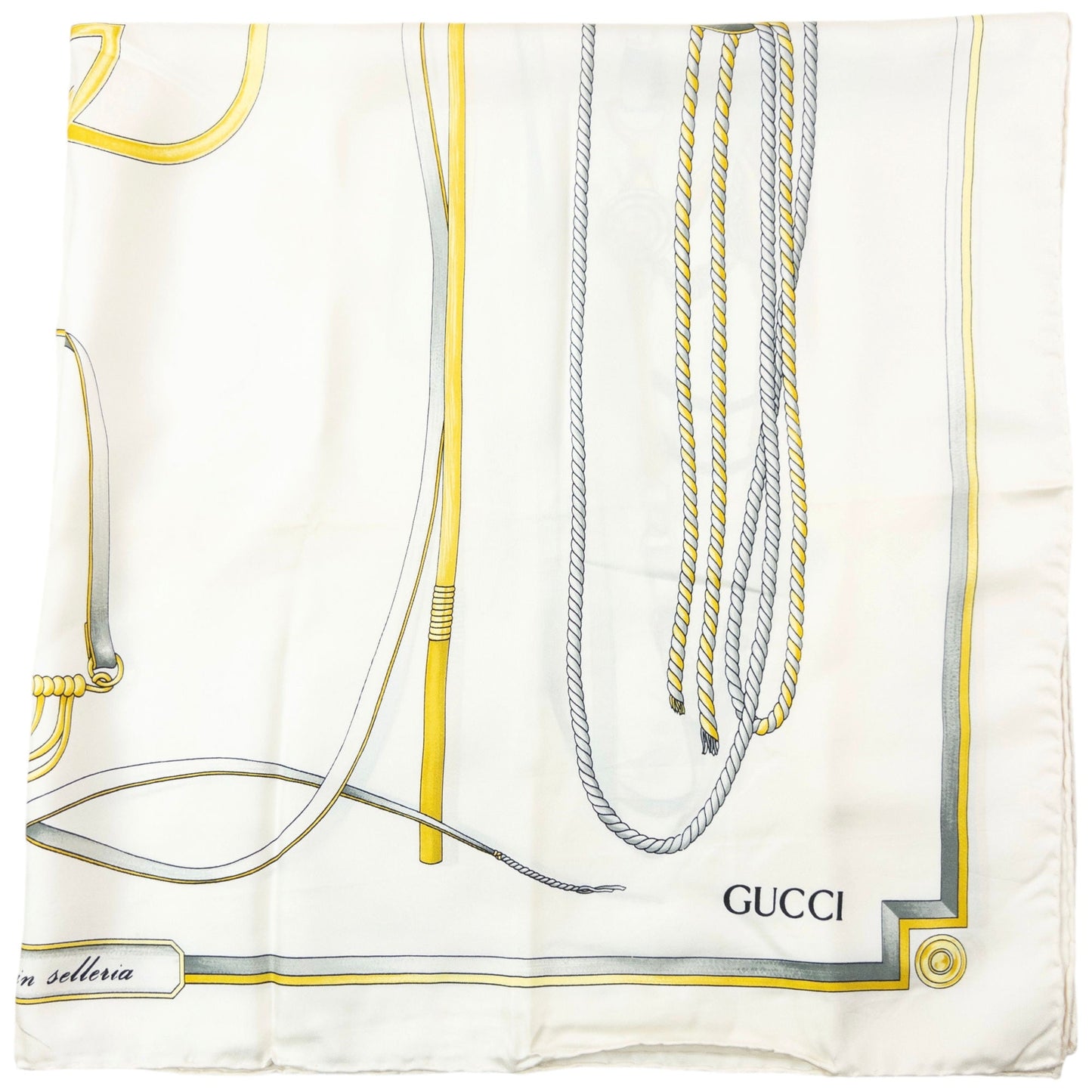 Vintage 80s Gucci Equestrian Horse Bit Harness Print Silk Scarf | O/S, Multicoloured