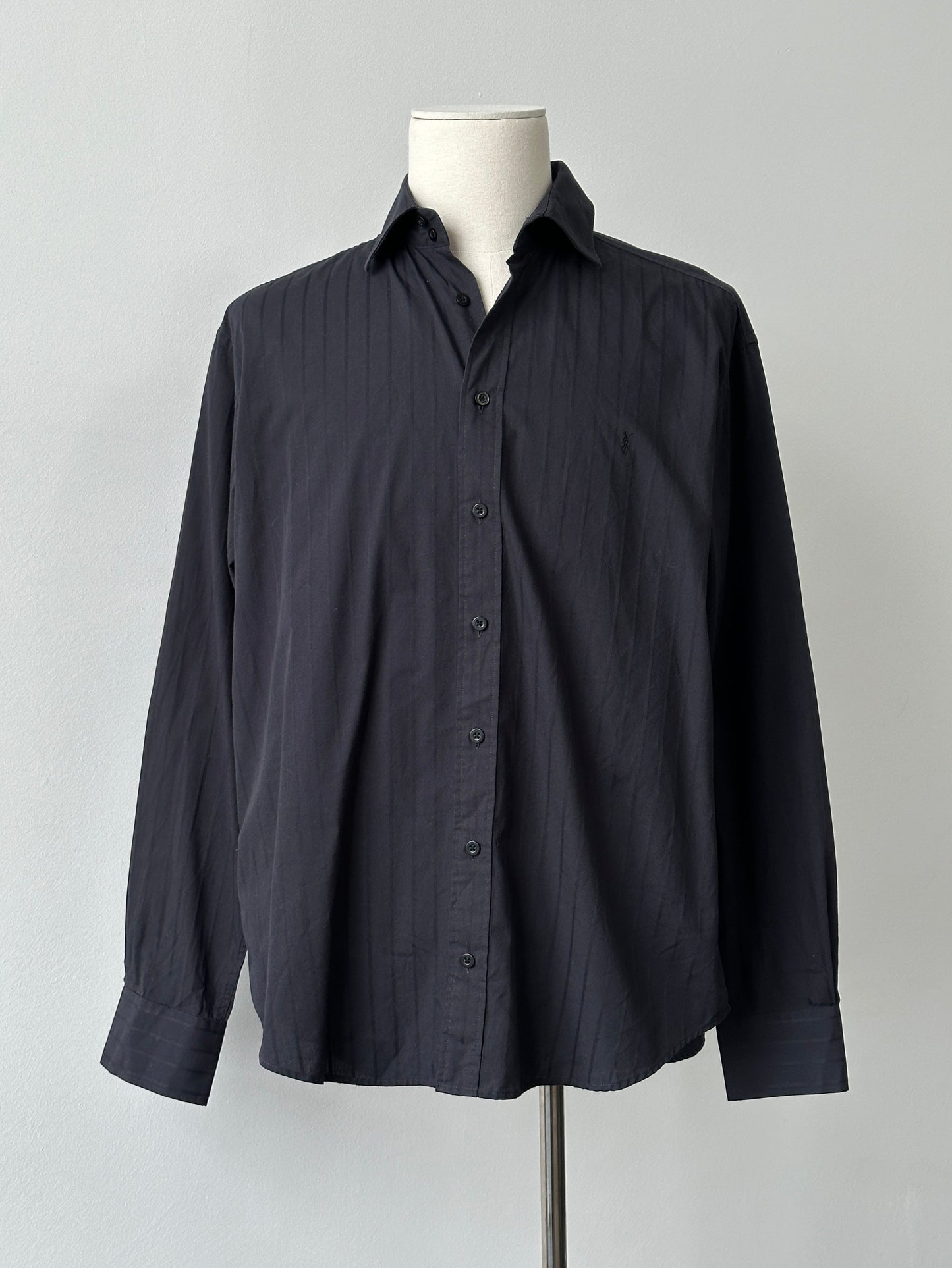 Yves Saint Laurent Pour Homme 1990s Cotton Striped Shirt - L-XL