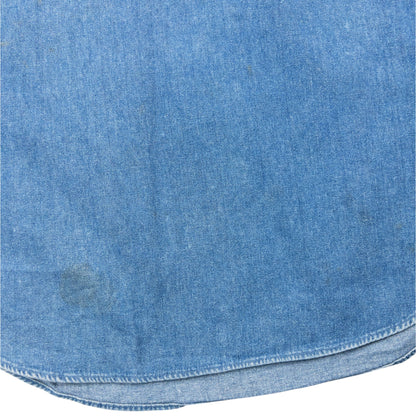 Vintage 90s Polo Ralph Lauren Checkered Sleeve Q Zip Denim Shirt Size XL | XL, Blue