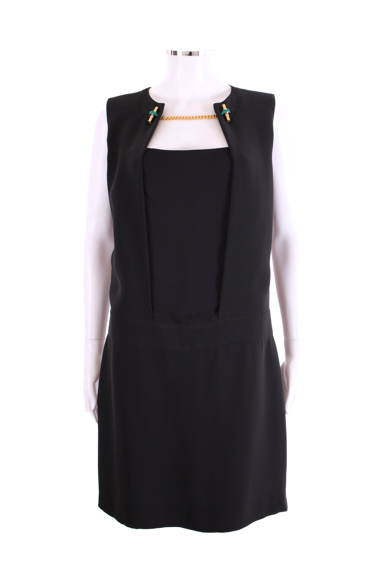 Gucci Silk gold/gem chain detailed dress Black 42 | O/S, Black