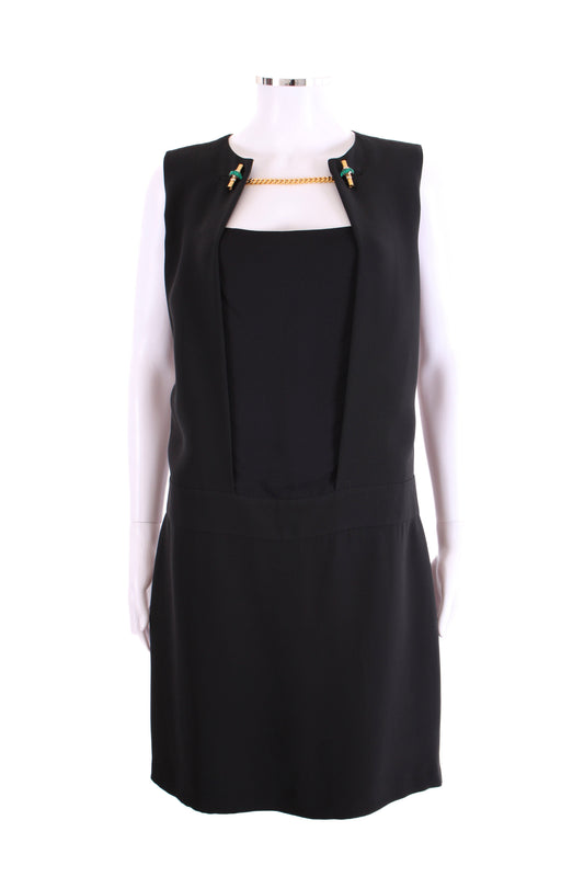 Gucci Silk gold/gem chain detailed dress Black 42 | O/S, Black