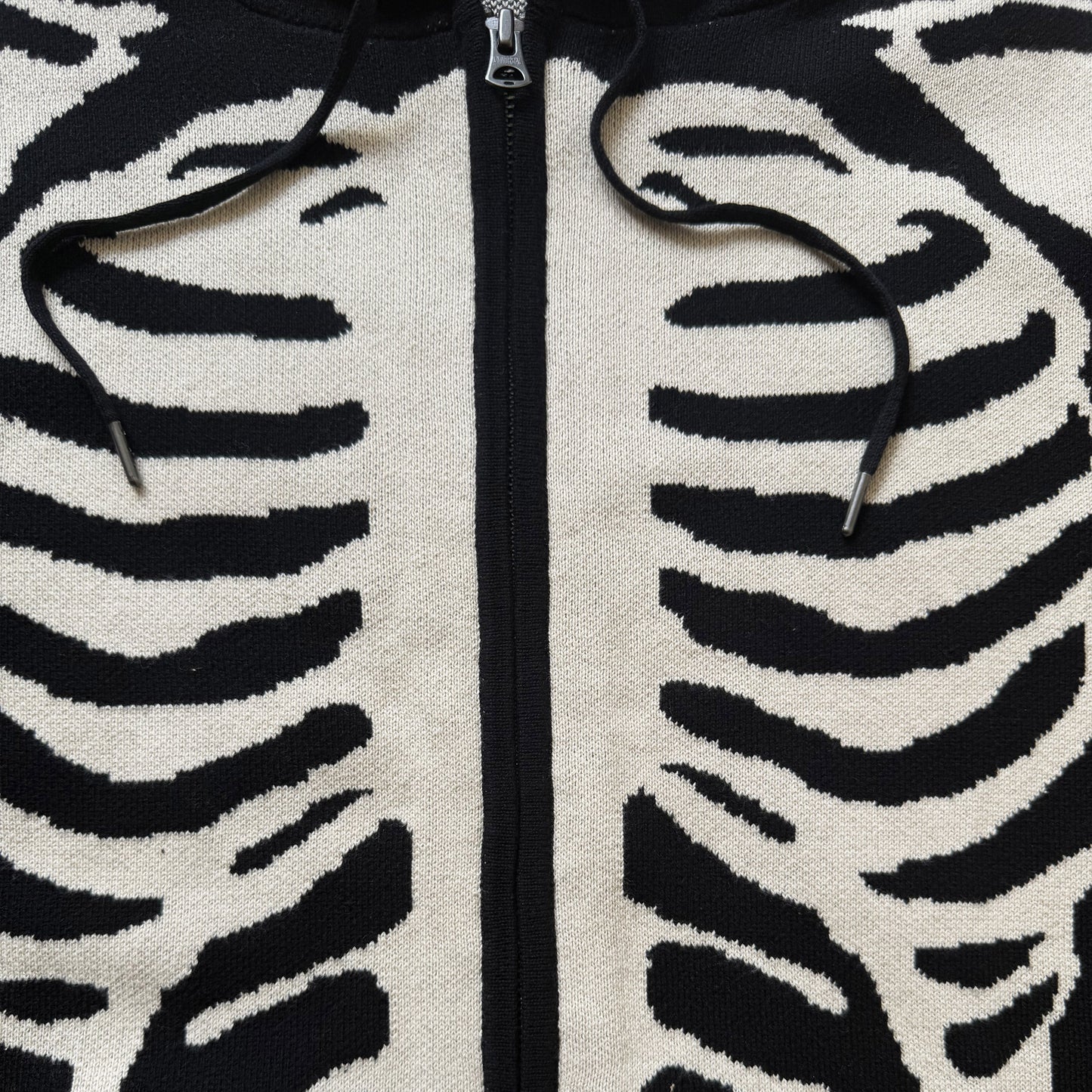 Vanson Leathers 14G Knitted Skeleton Hoodie - M | Medium, Black and White
