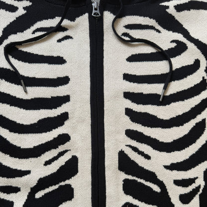 Vanson Leathers 14G Knitted Skeleton Hoodie - M | Medium, Black and White