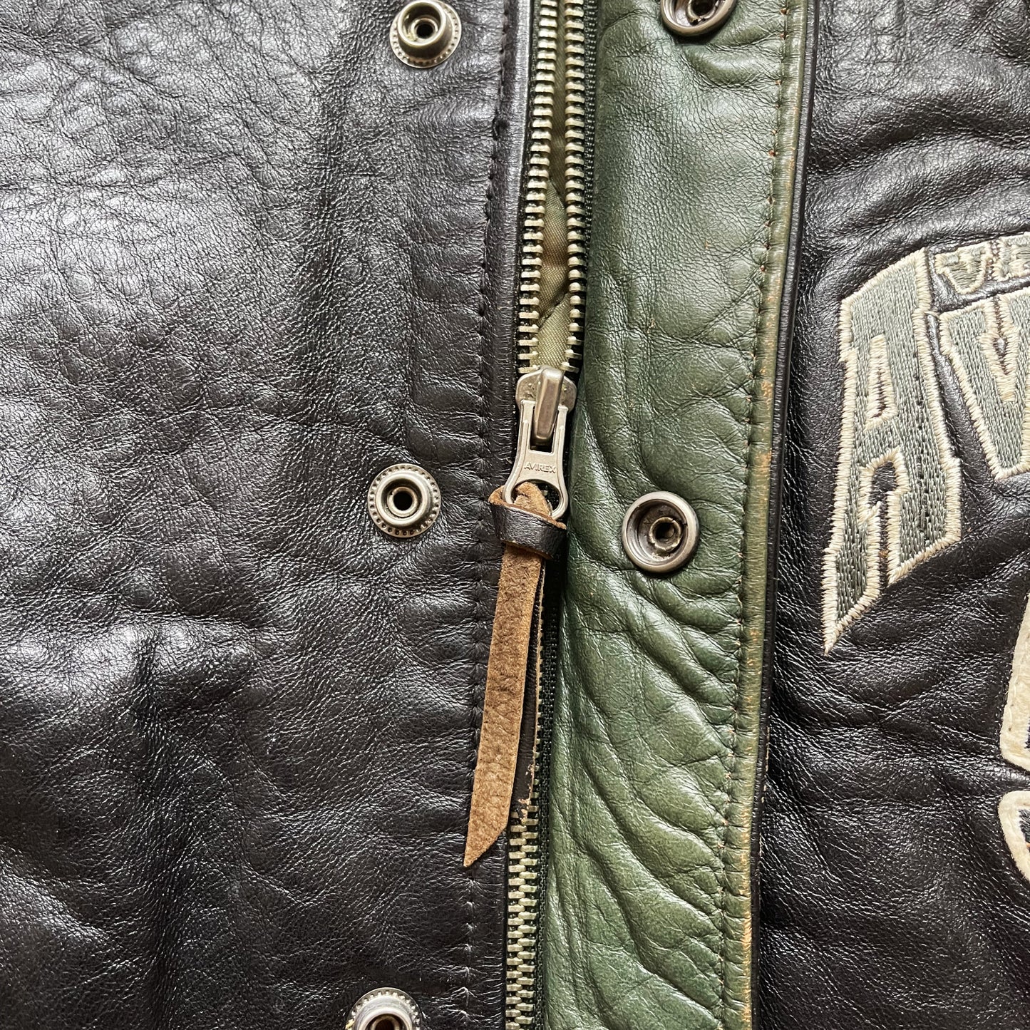 Avirex 'North West Wild Bears' Leather Varsity Jacket - M