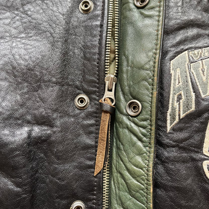 Avirex 'North West Wild Bears' Leather Varsity Jacket - M