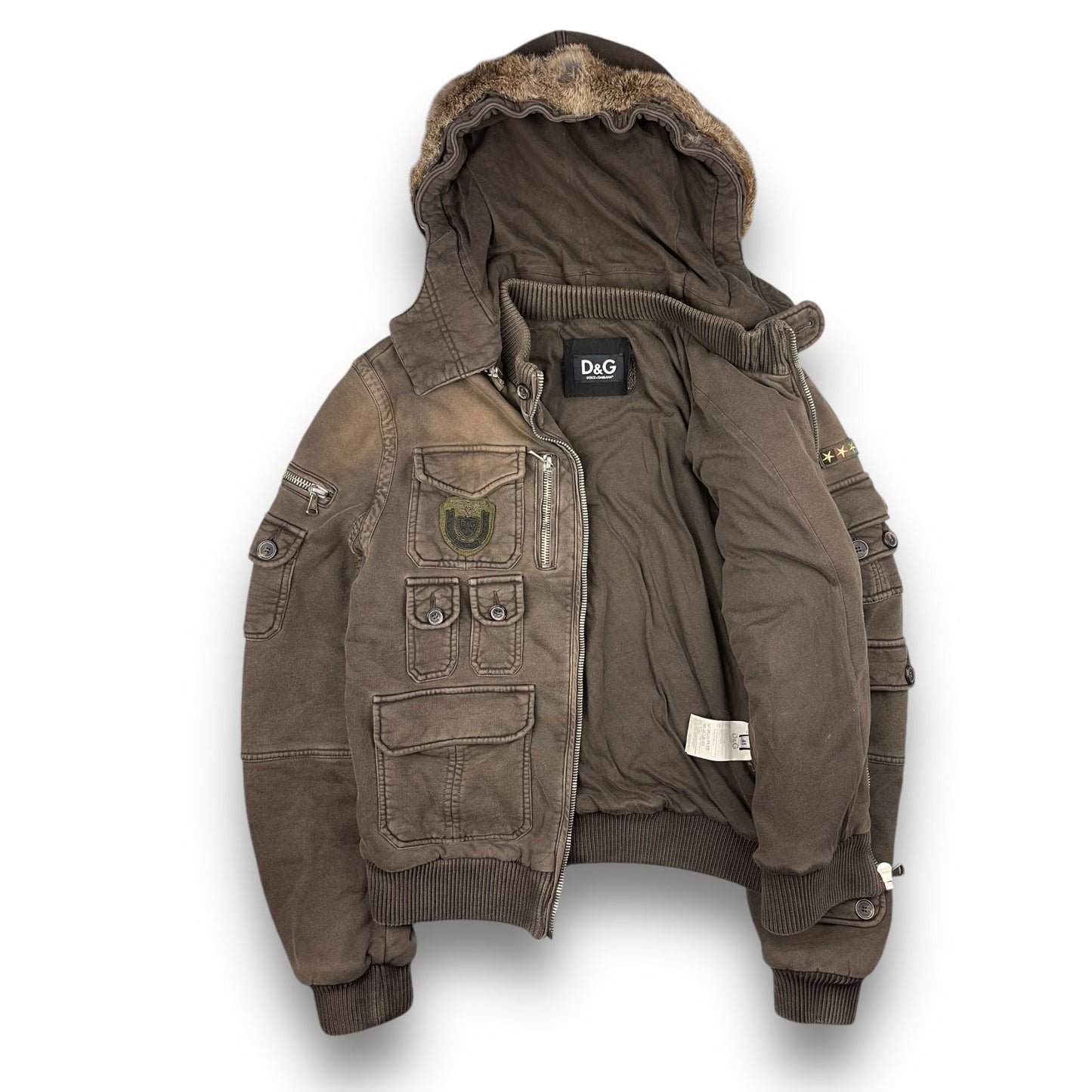 2008 Dolce & Gabbana Rabbit Fur Cargo Jacket (M) | Default Title, Brown