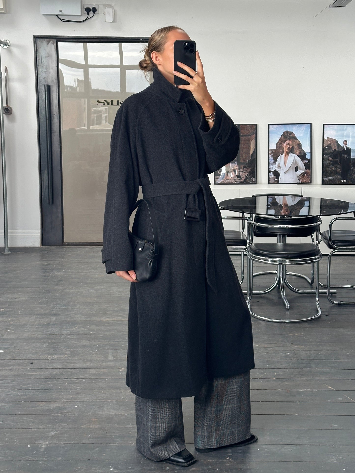 Vintage 1990s Wool Cashmere Belted Coat - L/XL