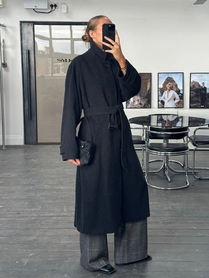 Vintage 1990s Wool Cashmere Belted Coat - L/XL