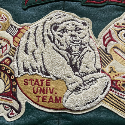 Avirex 'Alaskan Wild Bears' Leather Varsity Jacket - M