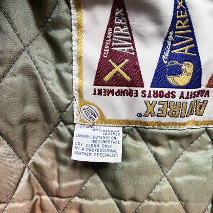 Avirex 'North West Wild Bears' Leather Varsity Jacket - M
