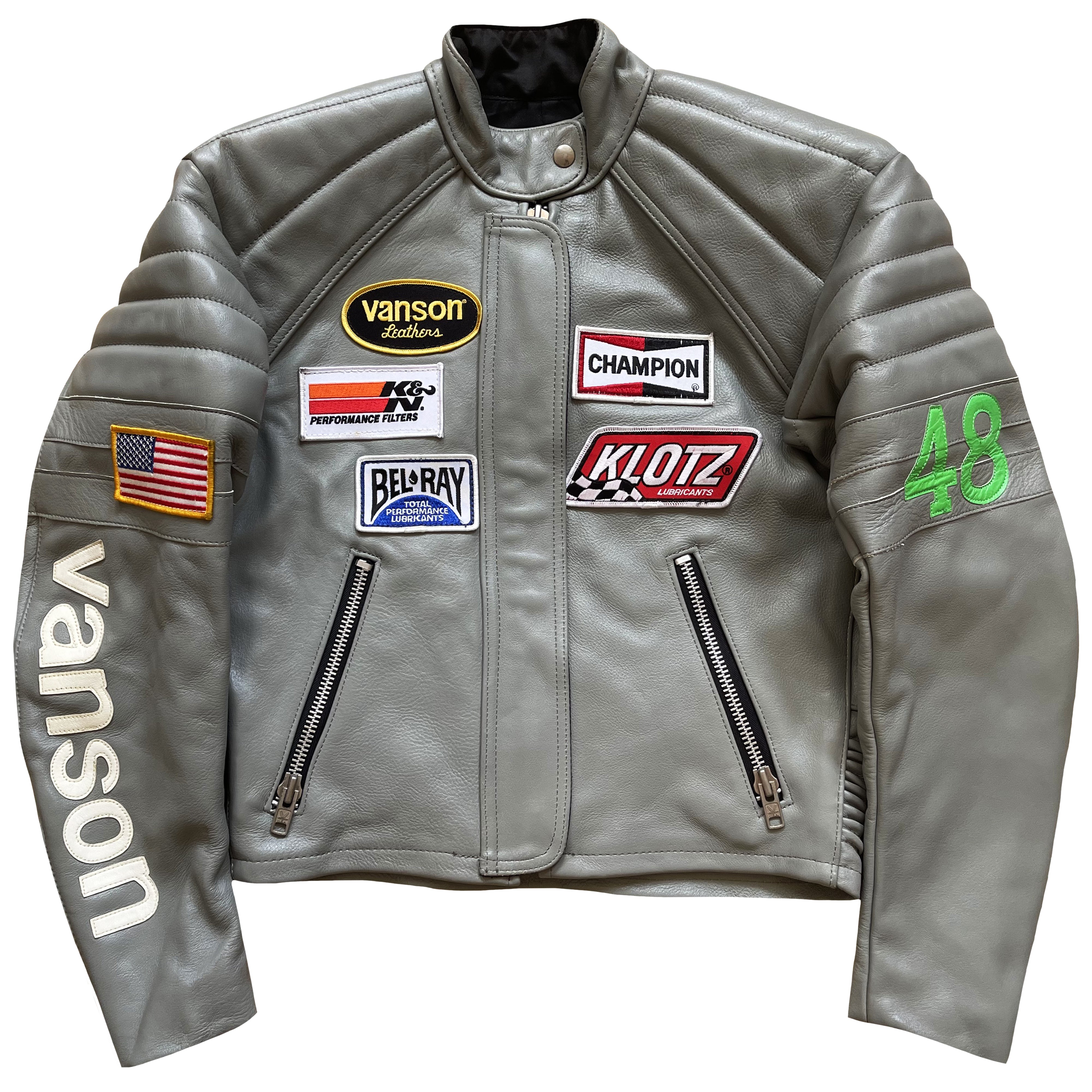 VANSON Leathers バイクジャケット 2XL Vintage Vanson Leathers Motorcycle Jacket - S | Small, Grey