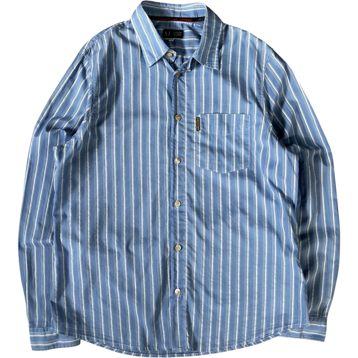 Armani Jeans 00’s Cotton Striped Shirt L | Large, Blue