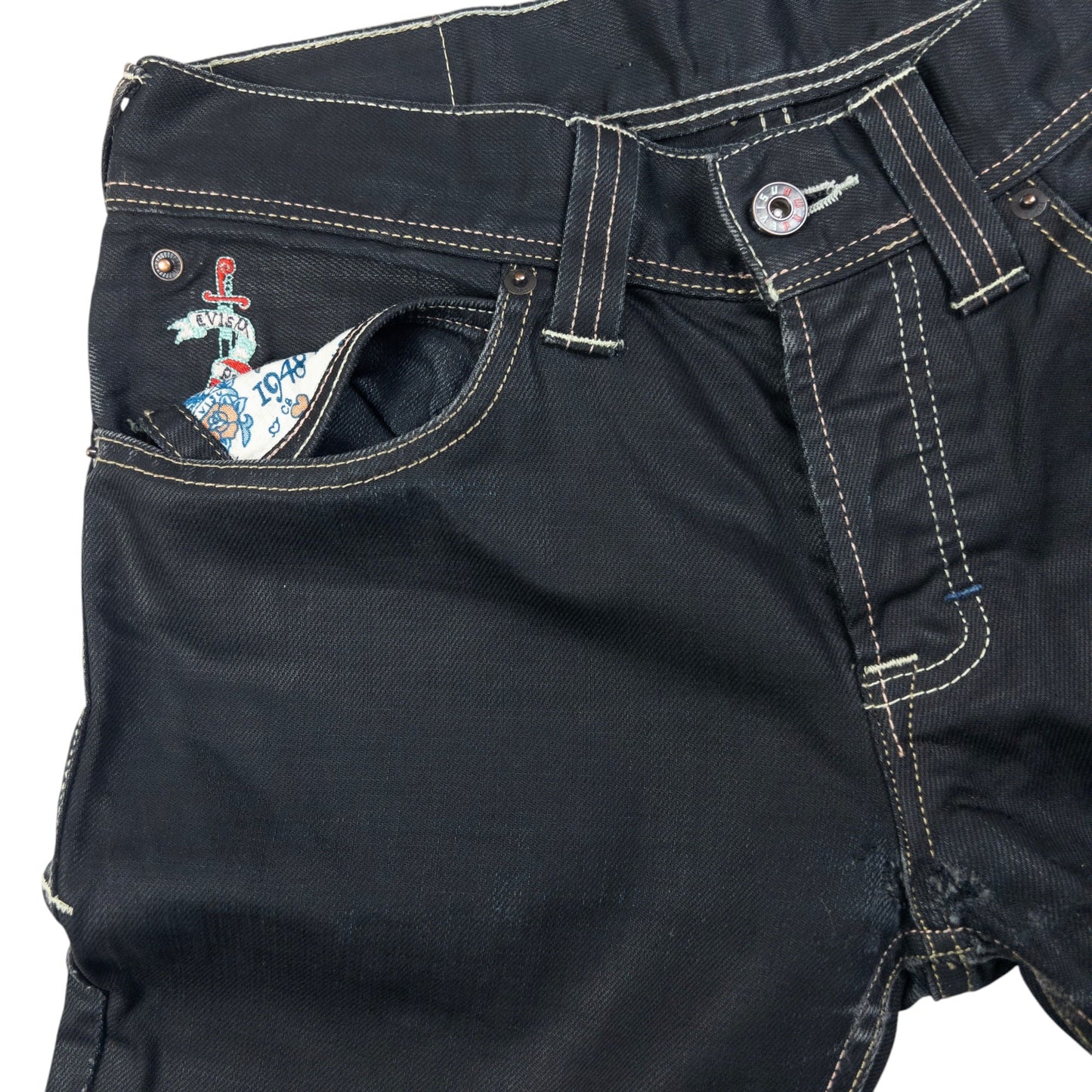 Vintage Puma X Evisu Double Gull Japanese Denim Jeans Size W32