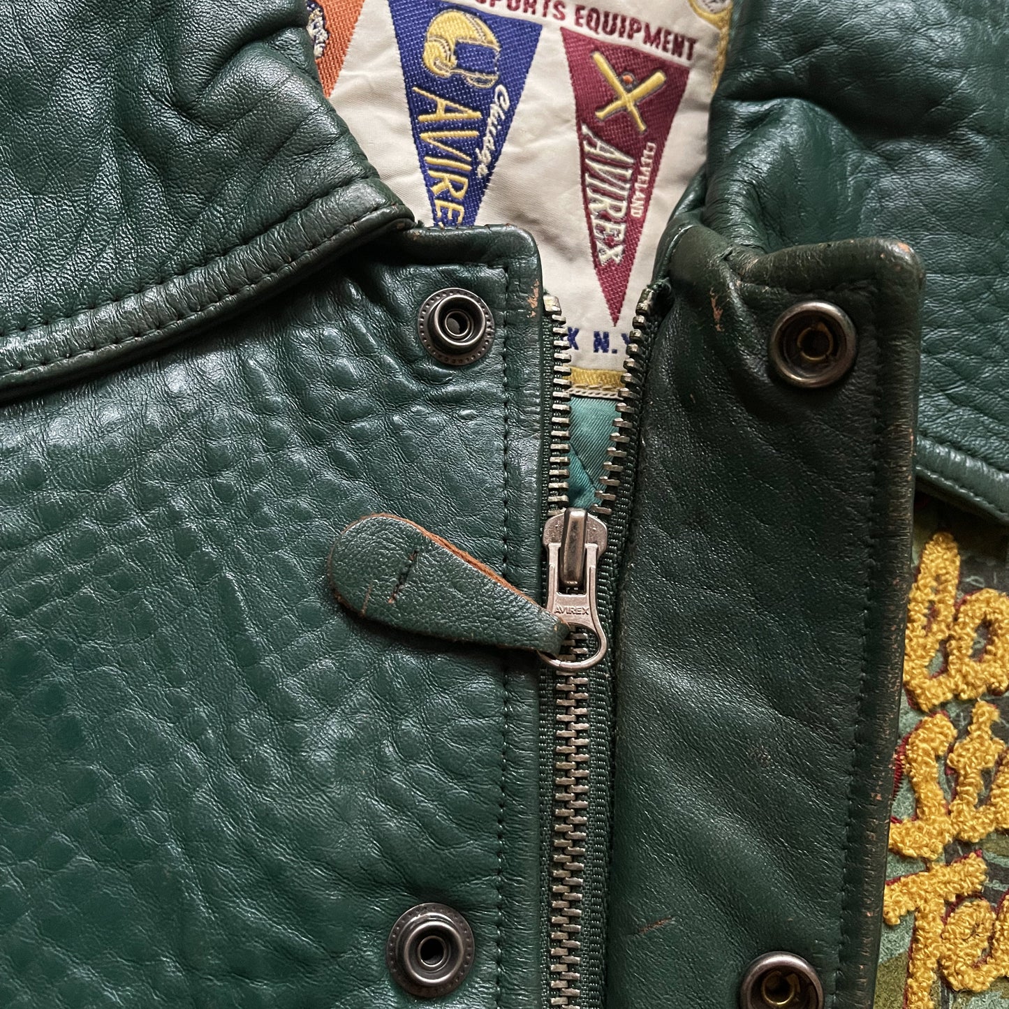 Avirex 'Alaskan Wild Bears' Leather Varsity Jacket - M