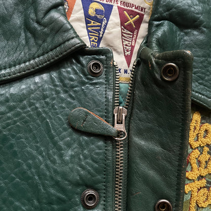 Avirex 'Alaskan Wild Bears' Leather Varsity Jacket - M