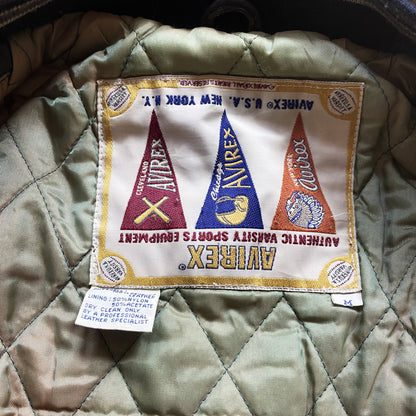 Avirex 'North West Wild Bears' Leather Varsity Jacket - M