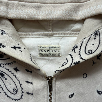 Kapital Bandana Quilted Shell Hoodie - L | Large, Beige
