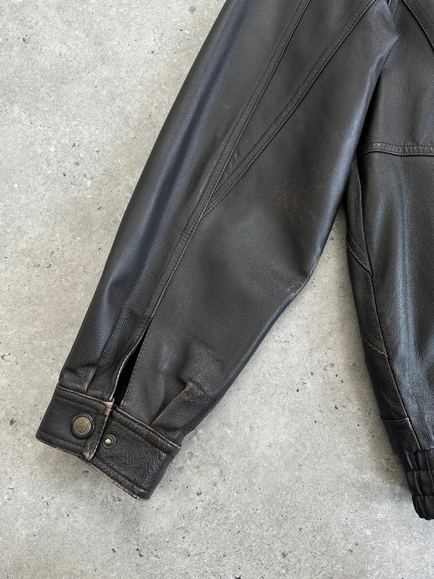 Vintage Leather Blouson Bomber Jacket - XL